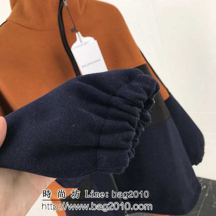 BALENCIAGA巴黎世家 18秋冬 大字母刺繡 毛呢拼接拉鏈外套 保暖舒適 OS寬鬆大版型 男女同款 ydi1942